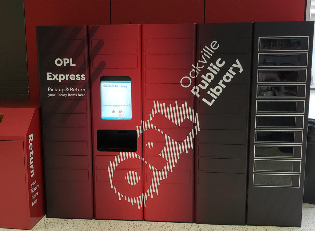 5 pillar remoteLocker with graphic wrap in oakville public library