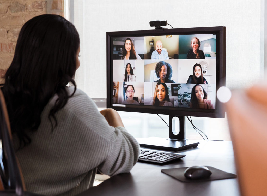 lady on video conference online